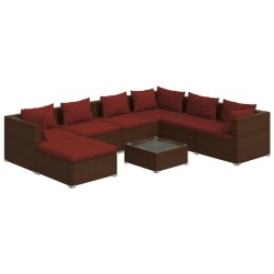 vidaXL Set sofás de jardín 8 piezas y cojines ratán sintético marrón