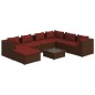 vidaXL Set sofás de jardín 8 piezas y cojines ratán sintético marrón vidaXL Set sofás de jardín 8 piezas y cojines ratán sintético marrón