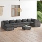 vidaXL Set de muebles de jardín 8 pzas y cojines ratán sintético gris vidaXL Set de muebles de jardín 8 pzas y cojines ratán sintético gris
