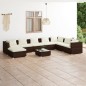 vidaXL Set muebles de jardín 9 piezas y cojines ratán sintético marrón vidaXL Set muebles de jardín 9 piezas y cojines ratán sintético marrón