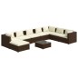 vidaXL Set muebles de jardín 9 piezas y cojines ratán sintético marrón vidaXL Set muebles de jardín 9 piezas y cojines ratán sintético marrón