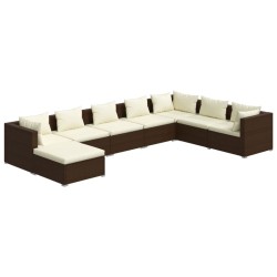 vidaXL Set muebles de jardín 8 piezas y cojines ratán sintético marrón