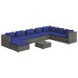 vidaXL Set de muebles de jardín 9 pzas y cojines ratán sintético gris vidaXL Set de muebles de jardín 9 pzas y cojines ratán sintético gris