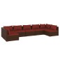 vidaXL Set muebles de jardín 7 piezas y cojines ratán sintético marrón vidaXL Set muebles de jardín 7 piezas y cojines ratán sintético marrón