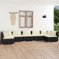 vidaXL Set de muebles de jardín 7 pzas y cojines ratán sintético negro vidaXL Set de muebles de jardín 7 pzas y cojines ratán sintético negro
