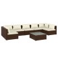 vidaXL Set muebles de jardín 8 piezas y cojines ratán sintético marrón vidaXL Set muebles de jardín 8 piezas y cojines ratán sintético marrón