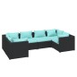 vidaXL Set sofás de jardín 6 piezas y cojines ratán sintético negro vidaXL Set sofás de jardín 6 piezas y cojines ratán sintético negro