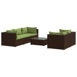 vidaXL Set muebles de jardín 6 piezas y cojines ratán sintético marrón