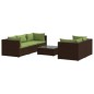 vidaXL Set muebles de jardín 6 piezas y cojines ratán sintético marrón vidaXL Set muebles de jardín 6 piezas y cojines ratán sintético marrón