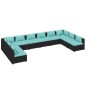vidaXL Set de muebles de jardín 10 pzas cojines ratán sintético negro vidaXL Set de muebles de jardín 10 pzas cojines ratán sintético negro
