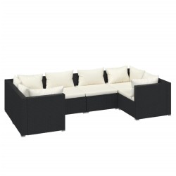 vidaXL Set sofás de jardín 6 piezas y cojines ratán sintético negro