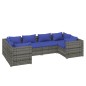 vidaXL Set de sofás de jardín 6 piezas y cojines ratán sintético gris vidaXL Set de sofás de jardín 6 piezas y cojines ratán sintético gris