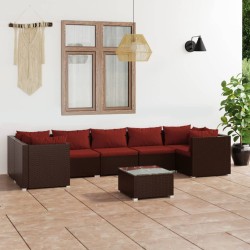 vidaXL Set sofás de jardín 8 piezas y cojines ratán sintético marrón