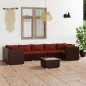 vidaXL Set sofás de jardín 8 piezas y cojines ratán sintético marrón