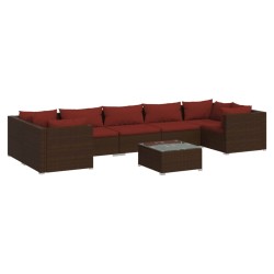 vidaXL Set sofás de jardín 8 piezas y cojines ratán sintético marrón