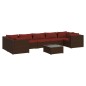 vidaXL Set sofás de jardín 8 piezas y cojines ratán sintético marrón