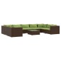 vidaXL Set muebles de jardín 10 pzas y cojines ratán sintético marrón vidaXL Set muebles de jardín 10 pzas y cojines ratán sintético marrón