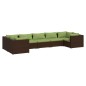vidaXL Set muebles de jardín 7 piezas y cojines ratán sintético marrón vidaXL Set muebles de jardín 7 piezas y cojines ratán sintético marrón