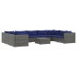 vidaXL Set de muebles de jardín 10 pzas y cojines ratán sintético gris vidaXL Set de muebles de jardín 10 pzas y cojines ratán sintético gris