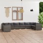 vidaXL Set de muebles de jardín 10 pzas y cojines ratán sintético gris vidaXL Set de muebles de jardín 10 pzas y cojines ratán sintético gris