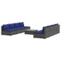 vidaXL Set de muebles de jardín 9 pzas y cojines ratán sintético gris vidaXL Set de muebles de jardín 9 pzas y cojines ratán sintético gris