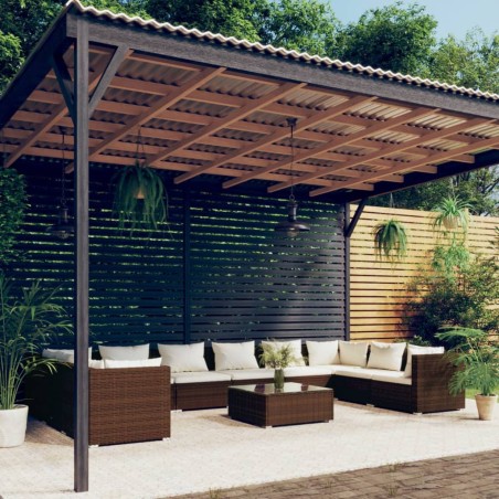 vidaXL Set muebles de jardín 11 pzas y cojines ratán sintético marrón