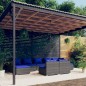 vidaXL Set de muebles de jardín 9 pzas y cojines ratán sintético gris