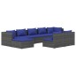 vidaXL Set de muebles de jardín 9 pzas y cojines ratán sintético gris