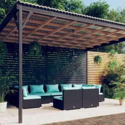 vidaXL Set de muebles de jardín 9 pzas y cojines ratán sintético negro