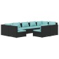 vidaXL Set de muebles de jardín 9 pzas y cojines ratán sintético negro vidaXL Set de muebles de jardín 9 pzas y cojines ratán sintético negro