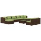 vidaXL Set muebles de jardín 10 pzas y cojines ratán sintético marrón vidaXL Set muebles de jardín 10 pzas y cojines ratán sintético marrón