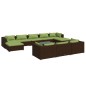 vidaXL Set de muebles de jardín 11 pzas cojines ratán sintético marrón