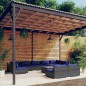 vidaXL Set de muebles de jardín 10 pzas y cojines ratán sintético gris vidaXL Set de muebles de jardín 10 pzas y cojines ratán sintético gris