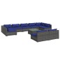 vidaXL Set de muebles de jardín 10 pzas y cojines ratán sintético gris vidaXL Set de muebles de jardín 10 pzas y cojines ratán sintético gris
