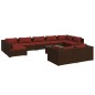 vidaXL Set muebles de jardín 10 pzas y cojines ratán sintético marrón vidaXL Set muebles de jardín 10 pzas y cojines ratán sintético marrón