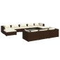 vidaXL Set muebles de jardín 11 pzas y cojines ratán sintético marrón vidaXL Set muebles de jardín 11 pzas y cojines ratán sintético marrón