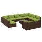 vidaXL Set muebles de jardín y cojines 12 pzas ratán sintético marrón
