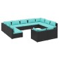 vidaXL Set de muebles de jardín 11 pzas cojines ratán sintético negro