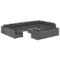 vidaXL Set de muebles de jardín 14 pzas y cojines ratán sintético gris vidaXL Set de muebles de jardín 14 pzas y cojines ratán sintético gris