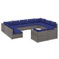 vidaXL Set de muebles de jardín 11 pzas y cojines ratán sintético gris vidaXL Set de muebles de jardín 11 pzas y cojines ratán sintético gris