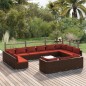 vidaXL Set de muebles de jardín 14 pzas y cojines ratán PE marrón vidaXL Set de muebles de jardín 14 pzas y cojines ratán PE marrón