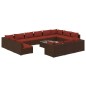vidaXL Set de muebles de jardín 14 pzas y cojines ratán PE marrón vidaXL Set de muebles de jardín 14 pzas y cojines ratán PE marrón
