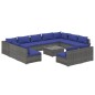 vidaXL Set de muebles de jardín 12 pzas y cojines ratán sintético gris vidaXL Set de muebles de jardín 12 pzas y cojines ratán sintético gris