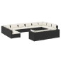 vidaXL Set de muebles de jardín 13 pzas cojines ratán sintético negro