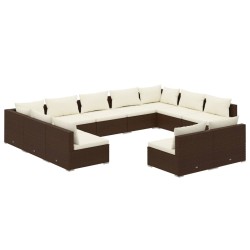 vidaXL Set de muebles de jardín 11 pzas cojines ratán sintético marrón
