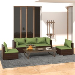 vidaXL Set muebles de jardín 5 piezas y cojines ratán sintético marrón