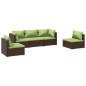 vidaXL Set muebles de jardín 5 piezas y cojines ratán sintético marrón vidaXL Set muebles de jardín 5 piezas y cojines ratán sintético marrón