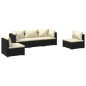 vidaXL Set de muebles de jardín 5 pzas y cojines ratán sintético negro vidaXL Set de muebles de jardín 5 pzas y cojines ratán sintético negro