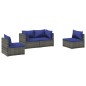 vidaXL Set de sofás de jardín 4 piezas y cojines ratán sintético gris vidaXL Set de sofás de jardín 4 piezas y cojines ratán sintético gris