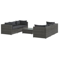 vidaXL Set de sofás de jardín 7 piezas y cojines ratán sintético gris